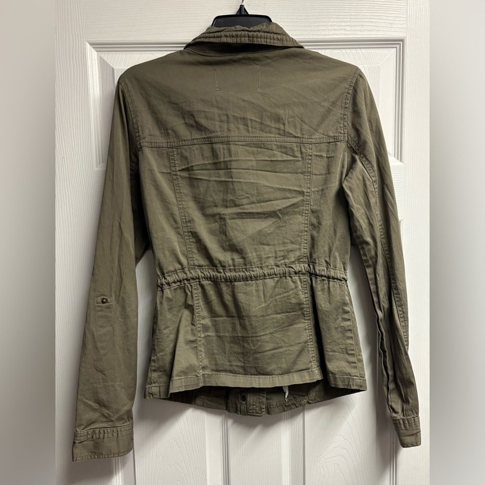 American Rag Olive Cotton Blend Utility Jacket W/ Drawstring Size Small - Picture 5 of 5